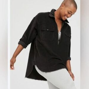 OFFLINE By Aerie X-Large 1/4 Zip Olive Green Oversized Shacket Jacket Corduroy